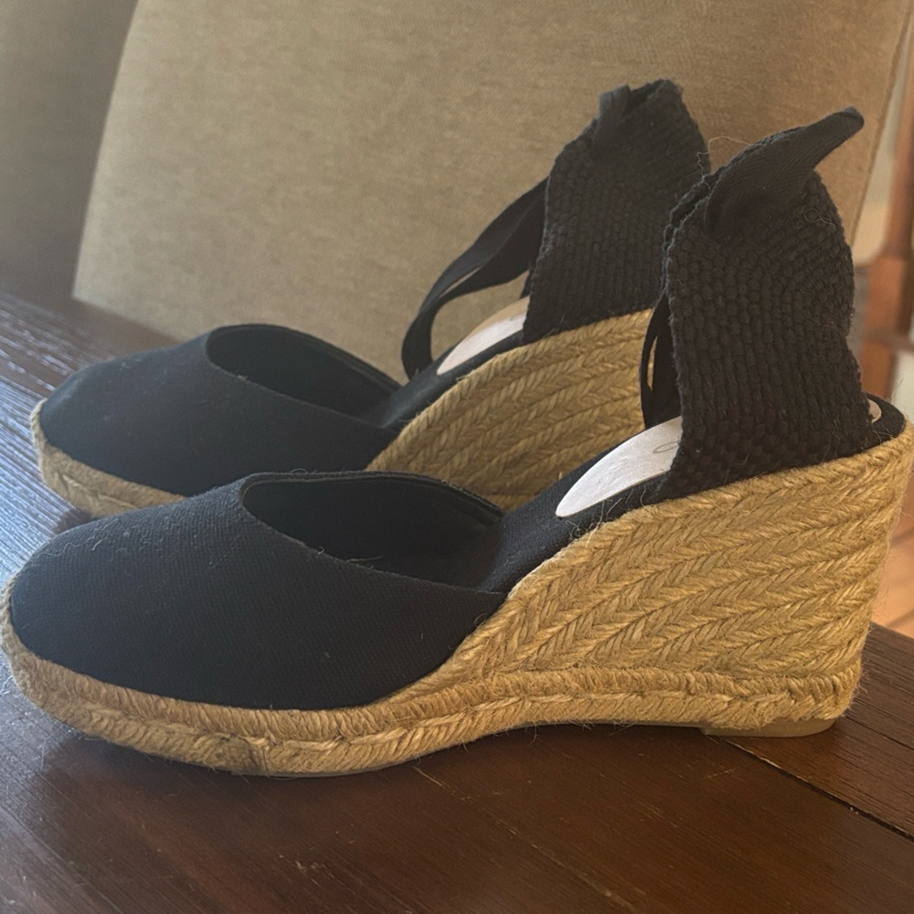 Aldo Black Espadrille wedge summer shoes